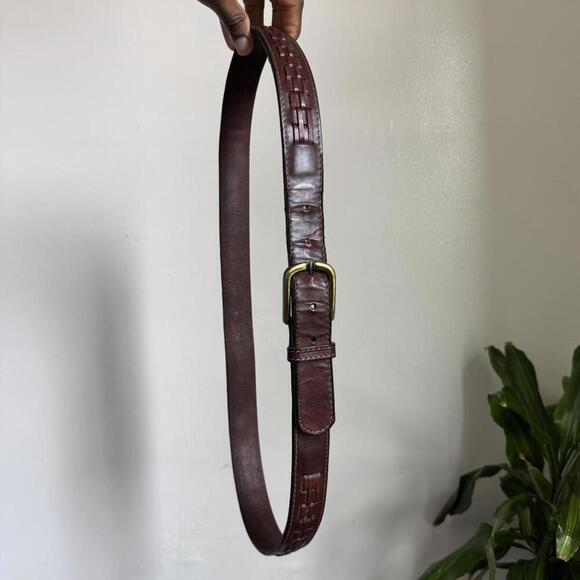 Vintage boho grunge Brown braided leather belt‎ main image 4